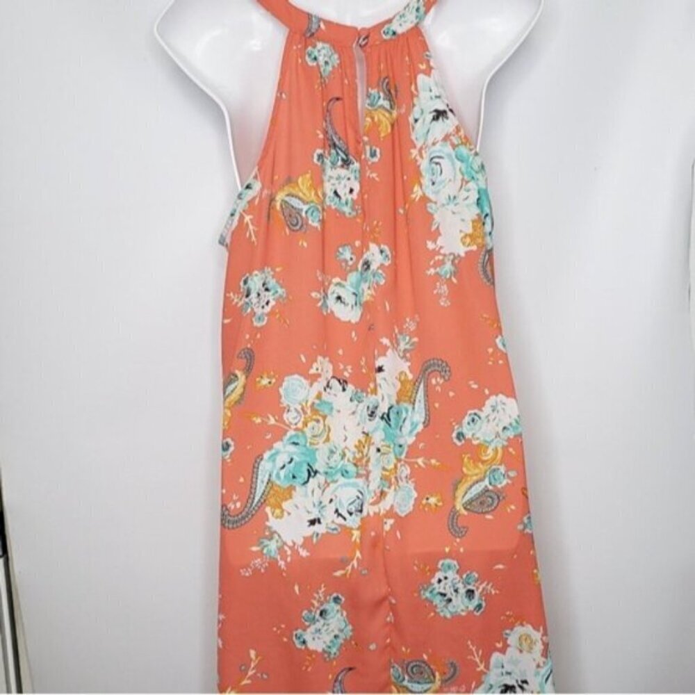 Torrid Floral Print High Neck Georgette Sleeveless Tank Top Size 1X Hi Low Hem - Picture 3 of 14